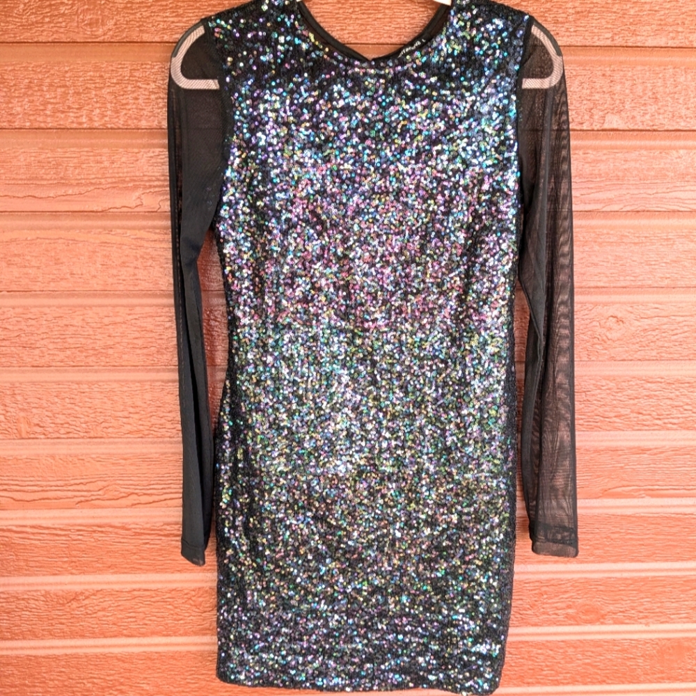 🖖 Terranova 🖖 sparkly colorful sequins & mesh dress